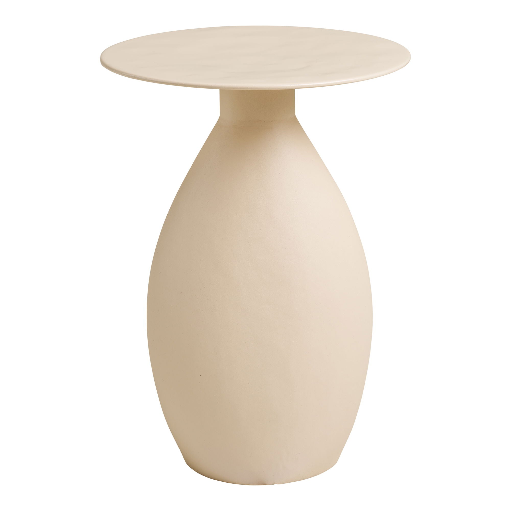House Nordic Calais bijzettafel - gebroken wit metaal Ø36x50 cm met glad geëmailleerd blad in Scandinavisch interieur